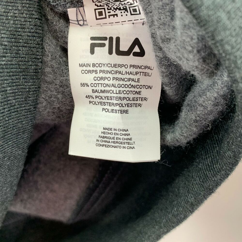 Fila Mens Logo Pullover Training Hoodie Charcoal Gray S - Picture 3 of 4